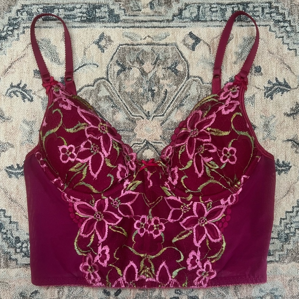 Vintage floral embroidered bralette